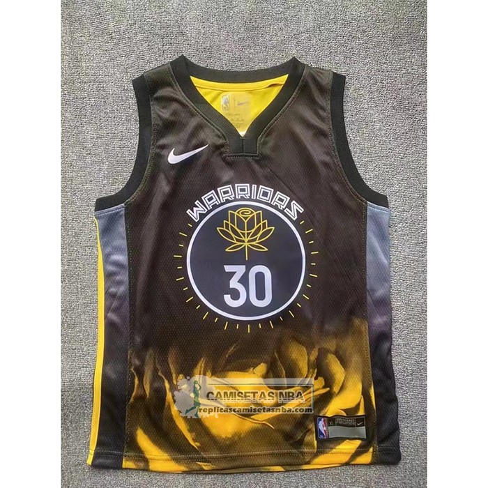 Camiseta Nino Golden State Warriors Stephen Curry NO 30 Ciudad 2022-23 Negro
